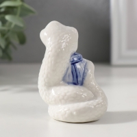 Сувенир керамика "Змейка с сокровищами" бело-синяя набор 3 шт 4,5х4,8х7 см