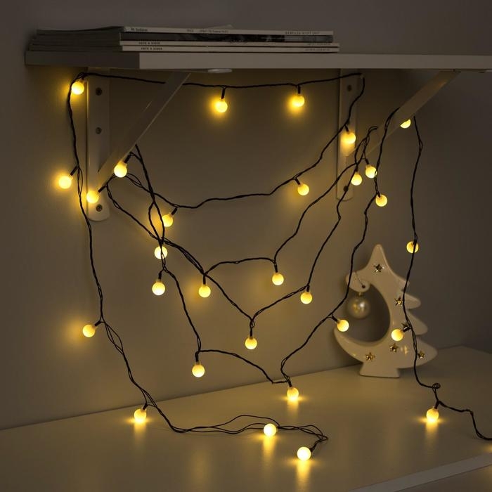 Гирлянда «Нить» 5 м с насадками «Шарики белые», IP20, тёмная нить, 30 LED, свечение тёплое белое, 8 режимов, 220 В Гирлянда «Нить» 5 м с насадками «Шарики белые», IP20, тёмная нить, 30 LED, свечение тёплое белое, 8 режимов, 220 В