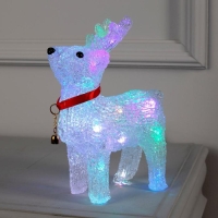Светодиодная фигура &laquo;Олень с колокольчиком&raquo; 15 &times; 23 &times; 8 см, акрил, 12 LED, батарейки ААх2 (не в комплекте), свечение мульти (RGB)