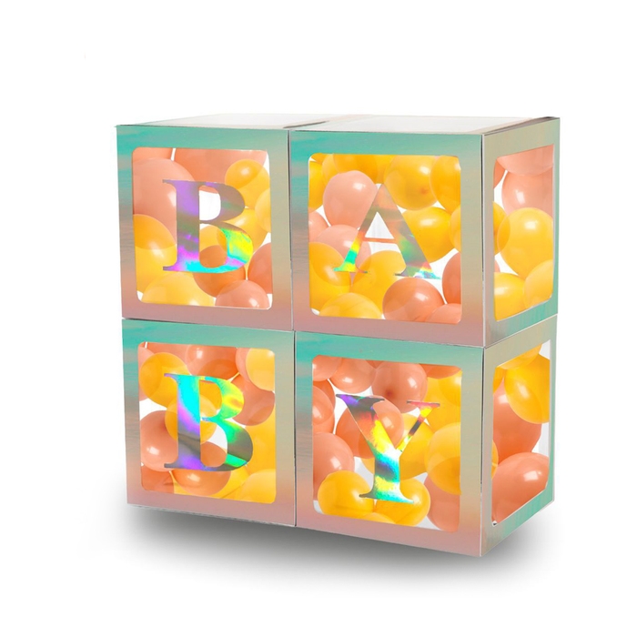 Набор коробок для воздушных шаров BABY, перламутр, 30х30х30 см, в упаковке 4 шт. + подарок