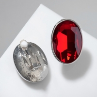 Клипсы &laquo;Вечеринка&raquo; овалы, цвет красный в серебре