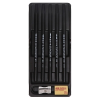 Карандаши цельнографитные, черные 5 штук + ластик + точилка Карандаши цельнографитные, черные 5 штук + ластик + точилка