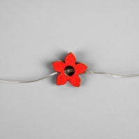 Гирлянда &laquo;Нить&raquo; 2 м роса с насадками &laquo;Цветок&raquo;, IP20, серебристая нить, 20 LED, батарейки ААх2 (нет в комплекте), свечение тёплое белое