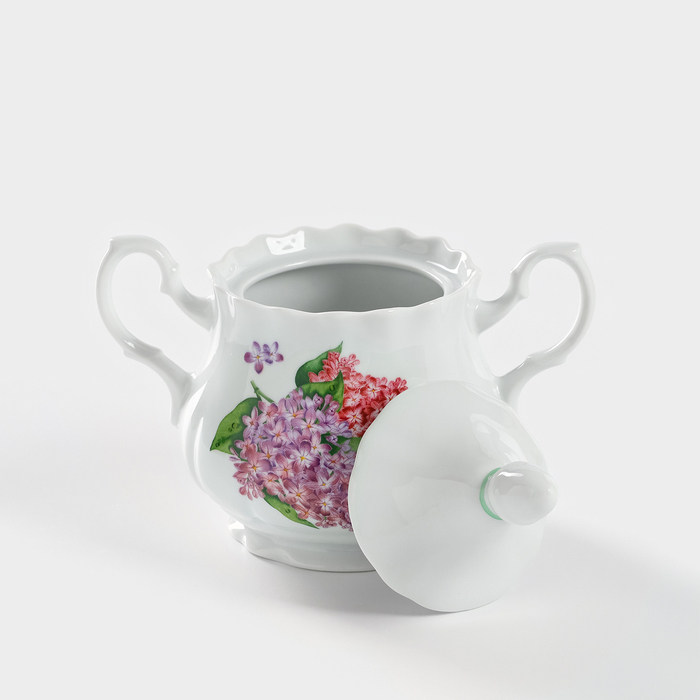 Сахарница фарфоровая &laquo;Сирень&raquo;, 550 мл, с крышкой