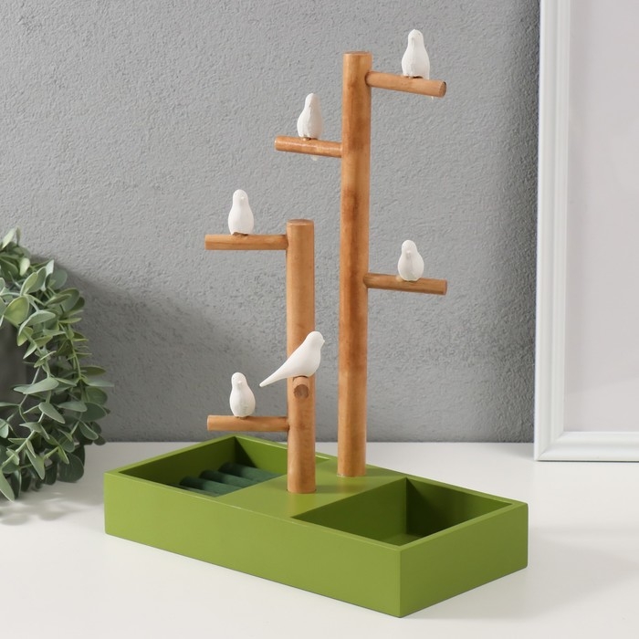 Сувенир дерево подставка для украшений Сувенир дерево подставка для украшений "Птички на дереве" зелёный 24х12х32 см