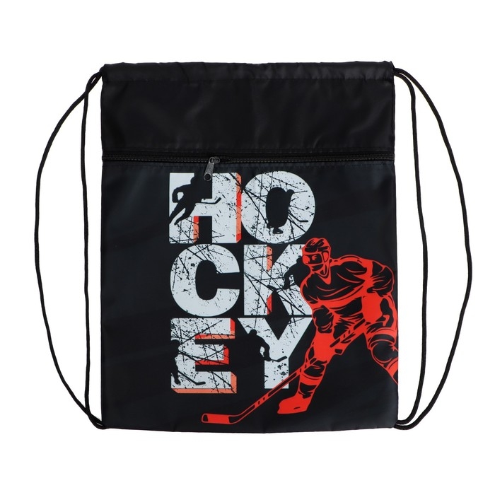 Мешок для обуви с карманом 420 х 340 мм, Calligrata МСО-7С, (мягкий полиэстер, плотность 210D), Мешок для обуви с карманом 420 х 340 мм, Calligrata МСО-7С, (мягкий полиэстер, плотность 210D), "Хоккей"