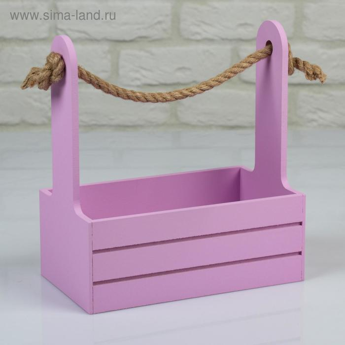 Набор кашпо деревянных 2 в 1 (25×15×30; 21×12×23 см) Набор кашпо деревянных 2 в 1 (25×15×30; 21×12×23 см) "Dear", ручка канат, сирень