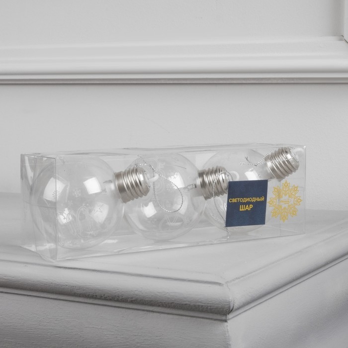 Набор ёлочных шаров «Игра искр» 3 шт., батарейки, 1 LED, свечение тёплое белое Набор ёлочных шаров «Игра искр» 3 шт., батарейки, 1 LED, свечение тёплое белое