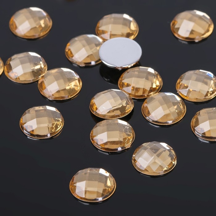 Стразы плоские клеевые (набор 20 шт.), 10мм, цвет золотой Стразы плоские клеевые (набор 20 шт.), 10мм, цвет золотой