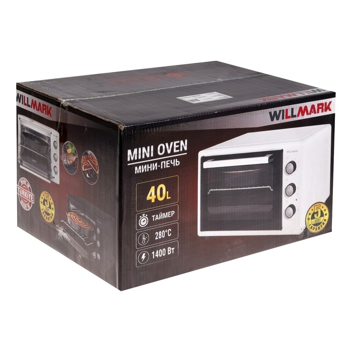 Мини-печь WILLMARK WOF-405BL, 1400 Вт, 40 л, таймер, до 300&deg;С, чёрная