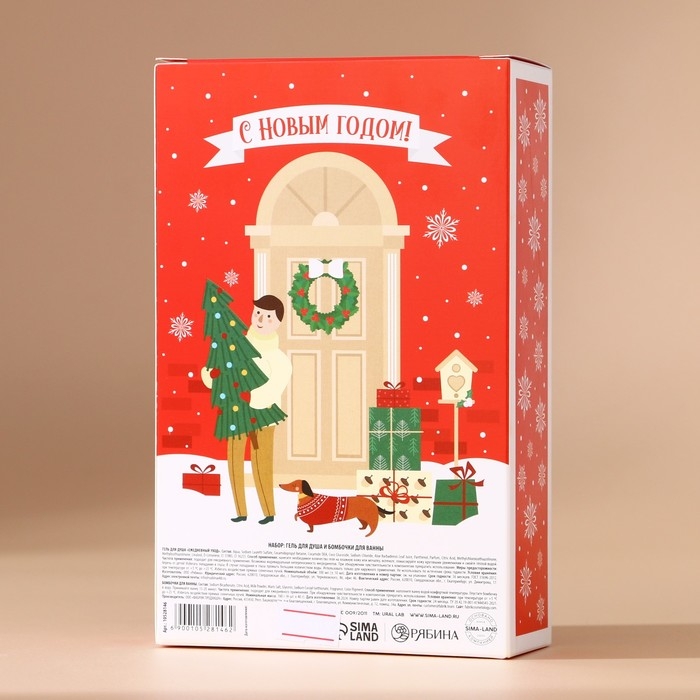 Подарочный набор косметики &laquo;Уют и тепло&raquo;, гель для душа 300 мл и бомбочки для ванны 4 х 40 г, Новый Год