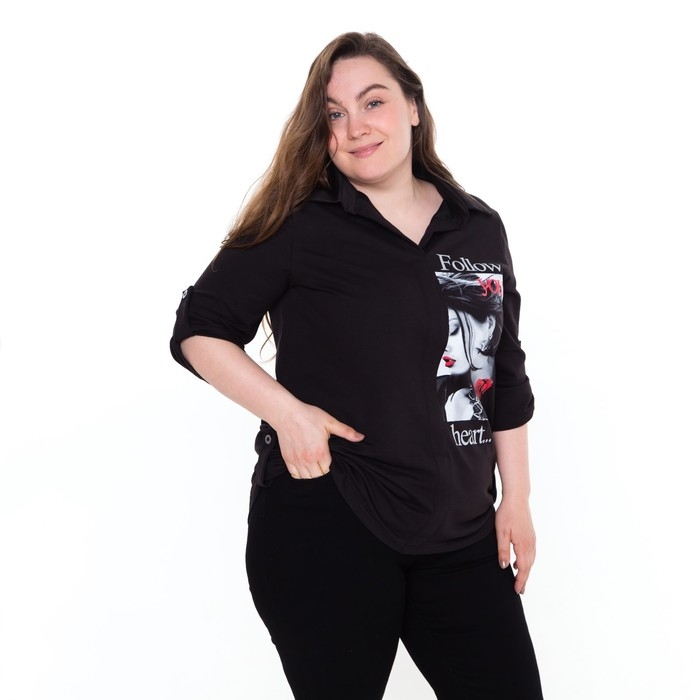 Сорочка женская, цвет черный, размер 52