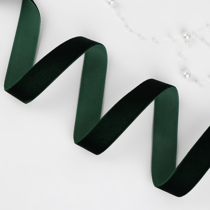 Лента бархатная, 20 мм, 18 ± 1 м, цвет зелёный №165 Лента бархатная, 20 мм, 18 ± 1 м, цвет зелёный №165