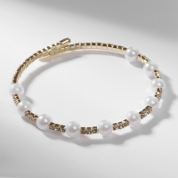 Браслет жемчуг &laquo;Ноэль&raquo; шар №4, цвет белый в золоте, d=6 см