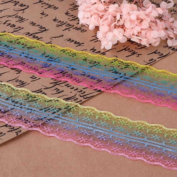 Кружево капроновое «Радуга яркая», 45 мм × 10 ± 1 м, цвет разноцветный №1 Кружево капроновое «Радуга яркая», 45 мм × 10 ± 1 м, цвет разноцветный №1