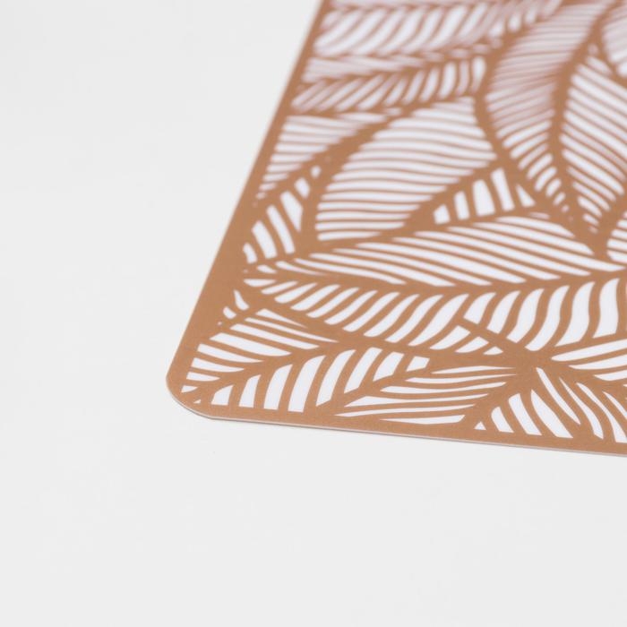 Салфетка сервировочная на стол &laquo;Листья&raquo;, 43&times;28 см, цвет металлик коричневый