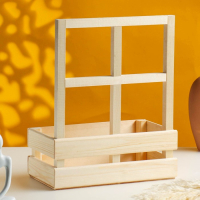 Кашпо деревянное 24,5&times;13,5&times;9/30 см "Букет под окном", с ручкой, натуральный