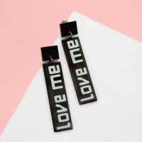 Серьги акрил LOVE ME прямоугольные, цвет чёрно-белый Серьги акрил LOVE ME прямоугольные, цвет чёрно-белый