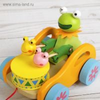 Каталка &laquo;Животные с барабанами&raquo; на верёвке, МИКС