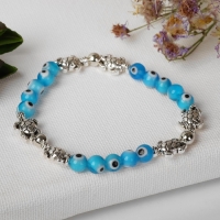 Браслет оберег &laquo;Глазик&raquo; черепашки, цвет голубой в серебре, 6 см