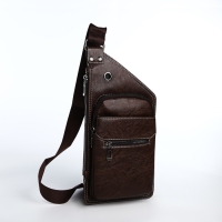 Сумка-слинг мужская из искусственной кожи, цвет коричневый Сумка-слинг мужская из искусственной кожи, цвет коричневый