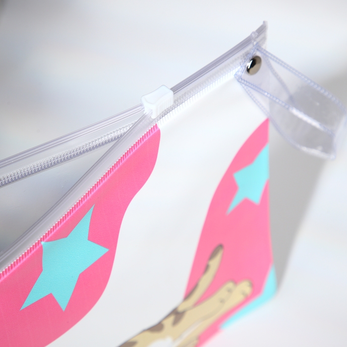 Косметичка с застёжкой зип-лок, цвет прозрачный/розовый