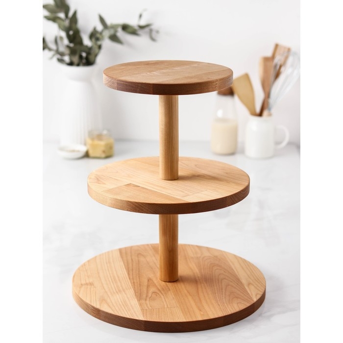 Трёхъярусная подставка Adelica, d=32×26×20×1,8 см, высота 37 см, массив берёзы, пропитано маслом Трёхъярусная подставка Adelica, d=32×26×20×1,8 см, высота 37 см, массив берёзы, пропитано маслом