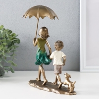Сувенир полистоун "Дети гуляют под зонтом, с щенком" бронза 18х9,5х21,5 см Сувенир полистоун "Дети гуляют под зонтом, с щенком" бронза 18х9,5х21,5 см