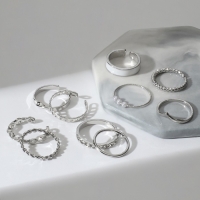 Набор колец 10 штук &laquo;Тренд&raquo; элегантность, цвет белый в серебре, размер МИКС