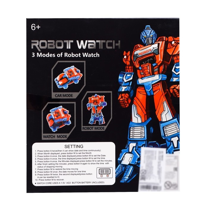 Робот «Часы», трансформируется в робота и машинку, цвет красный Робот «Часы», трансформируется в робота и машинку, цвет красный