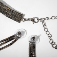 Набор 2 предмета: серьги, колье &laquo;Лёд&raquo; дорожка, цвет серый, 30 см