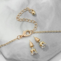 Гарнитур 2 предмета: серьги, кулон &laquo;Сердце&raquo; изогнутое, цвет белый в золоте, 40 см