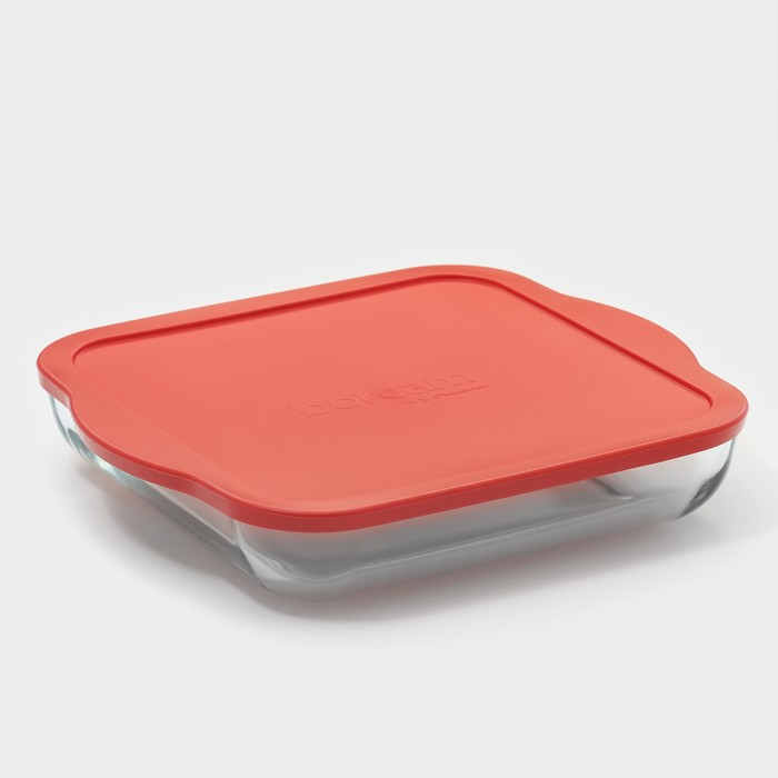 Лоток квадратный из жаропрочного стекла Borcam, 3 л, c крышкой