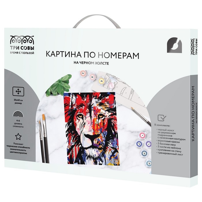 Картина по номерам &laquo;Лев&raquo;, 30 &times; 40 см, на черном холсте