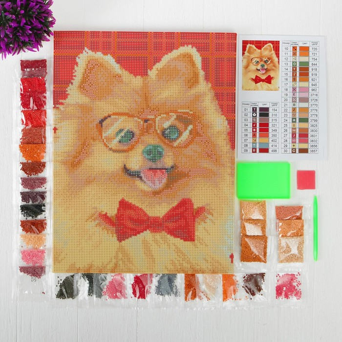 Алмазная мозаика с полным заполнением на подрамнике &laquo;Собачка&raquo;, 30 х 40 см