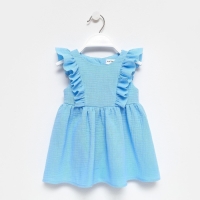 Платье детское с рюшей KAFTAN "Муслин", р 26 (80-86см), голубой