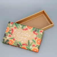 Коробка подарочная новогодняя складная &laquo;Мандариновое настроение&raquo;, 25.5 х 15 х 4 см, Новый год