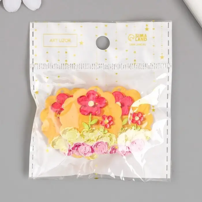 Декор для творчества акрил "Пластилиновые цветочки" 0,2х3,5х3,9 см