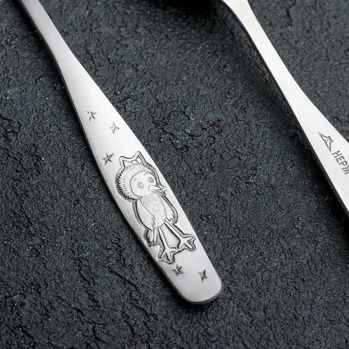 Ложка чайная &laquo;Антошка&raquo;, длина 14 см, толщина 2 мм, цвет серебряный