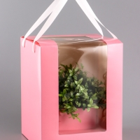 Коробка для цветов, 20 х 20 х 25 см, розовая