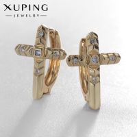 Серьги со стразами XUPING крест преображение, цвет белый в золоте Серьги со стразами XUPING крест преображение, цвет белый в золоте