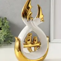 Сувенир керамика "Две птички на ветке" белый с золотом 7х15,5х29,5 см