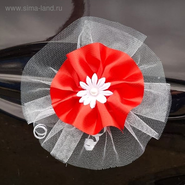 Банты на ручки Банты на ручки "Ромашка", красный, 4 шт