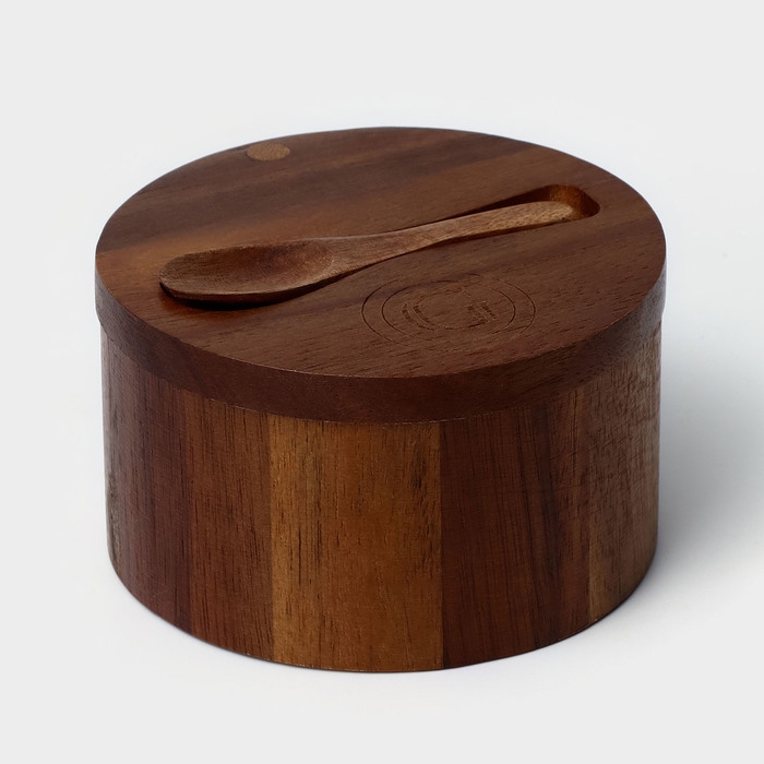 Банка для специй с ложкой, 10&times;6 см, акация