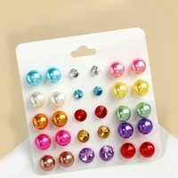 Пусеты 15 пар &laquo;Минимал&raquo; шарики d=5-10 мм, цветные