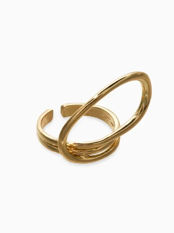 Кольцо металл "Спираль", цвет золото, безразмерное