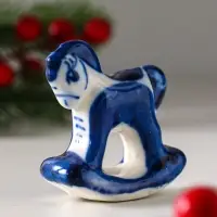 Сувенир "Конь-качалка", 5х5 см, гжель