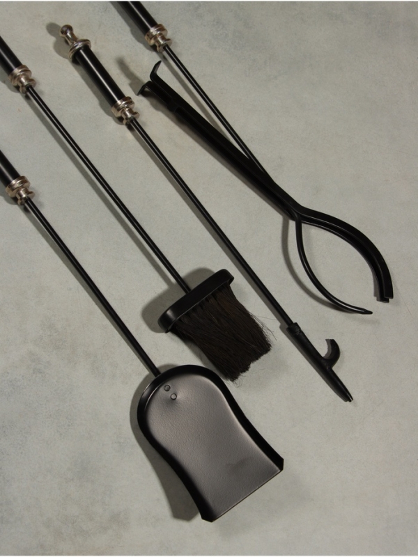 Каминный набор "Огонёк" сталь, 4 предмета, 15х15х64 см