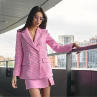 Юбка женская с разрезом MIST р. 48, розовый/белый