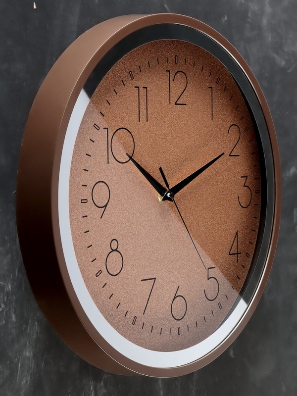 Часы настенные интерьерные &laquo;Блестки&raquo;, плавный ход, d-35 см, золотые